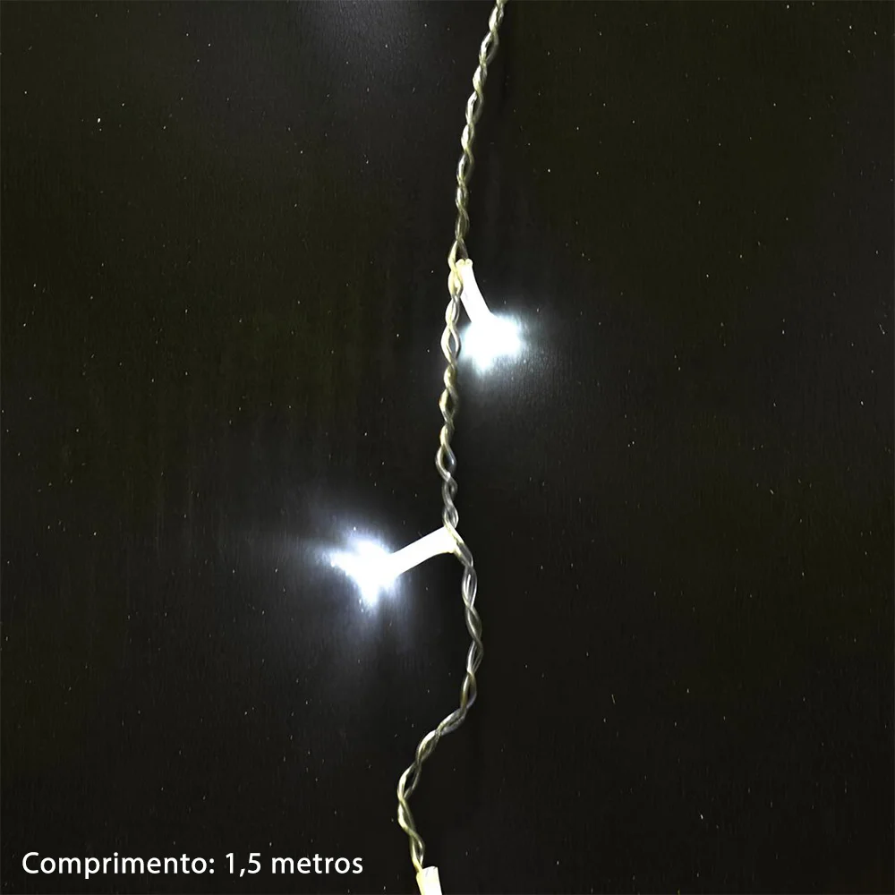Pisca Pisca Natalino Cascata 1,5m Branco com 100 Leds