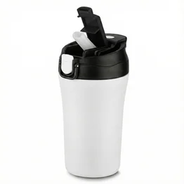 Copo Térmico Com Tampa Fosco de 500ml Inox Branco