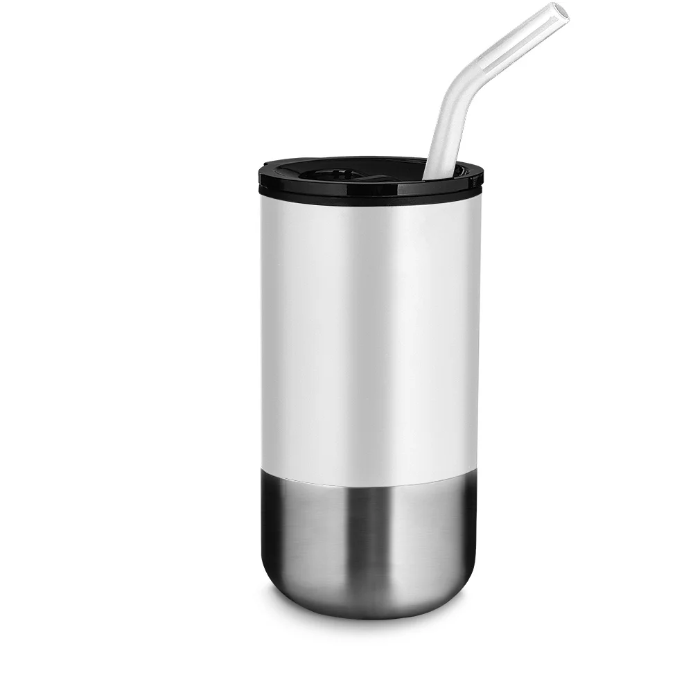 Copo Com Tampa e Canudo Inox 550ml Branco