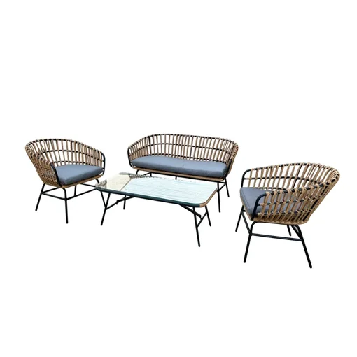 Conjunto de Área Externa 1 Sofá, 2 Poltronas e 1 Mesa Ratan Portofino