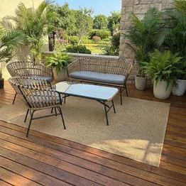 Conjunto de Área Externa 1 Sofá, 2 Poltronas e 1 Mesa Ratan Portofino