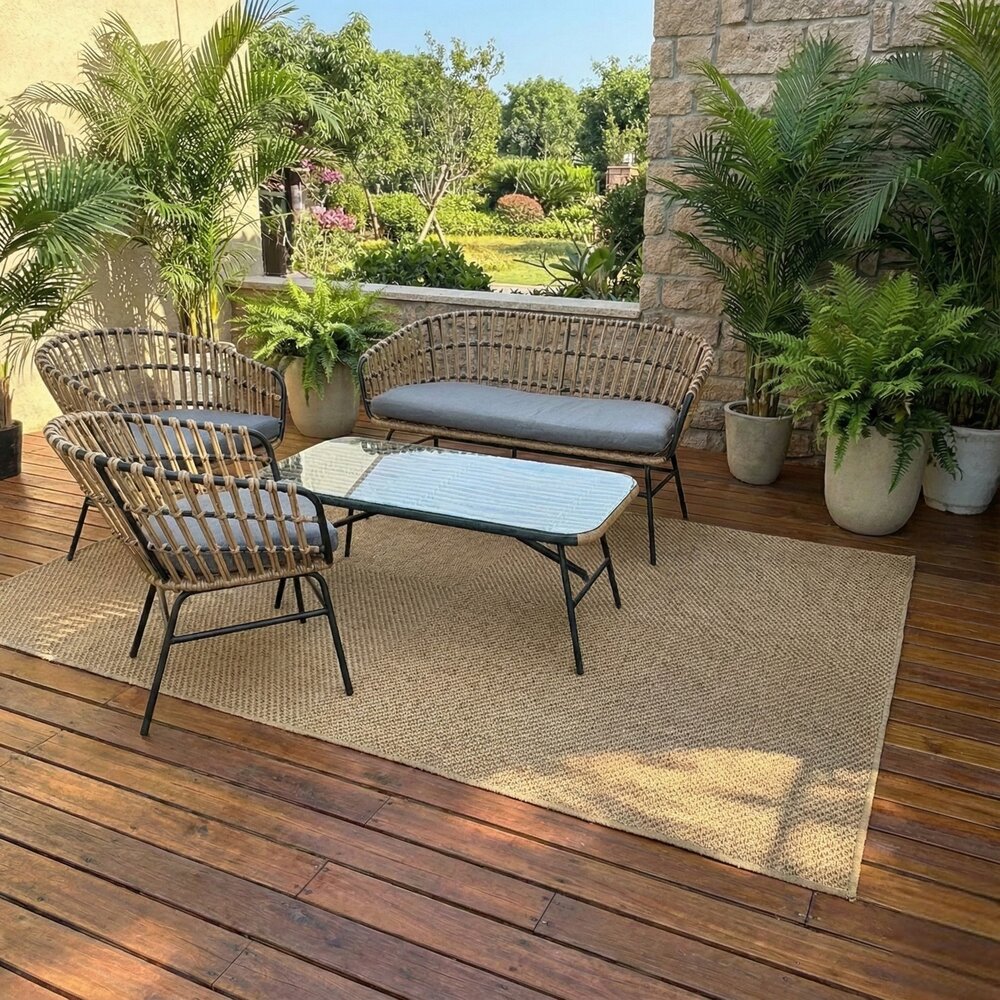 Conjunto de Área Externa 1 Sofá, 2 Poltronas e 1 Mesa Ratan Portofino