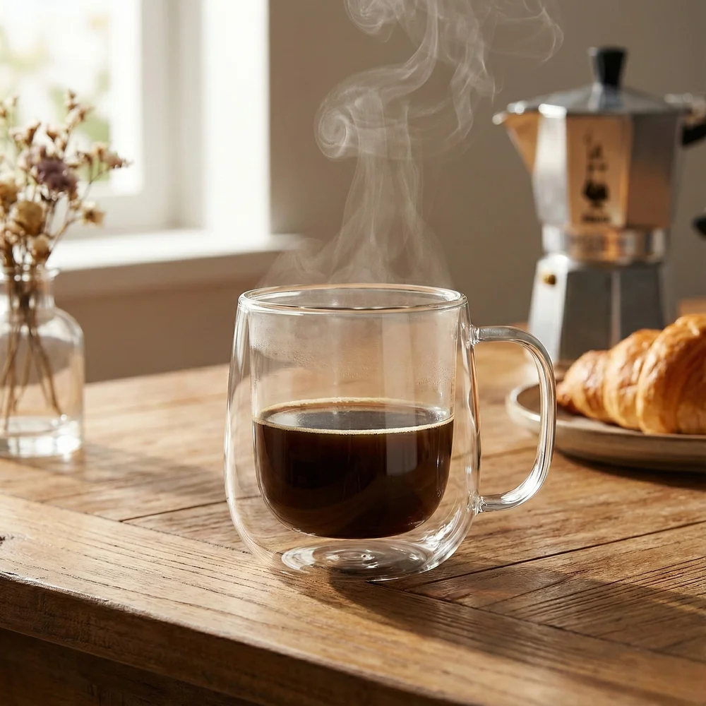 Caneca de Vidro Borossilicato 250ml Com Parede Dupla