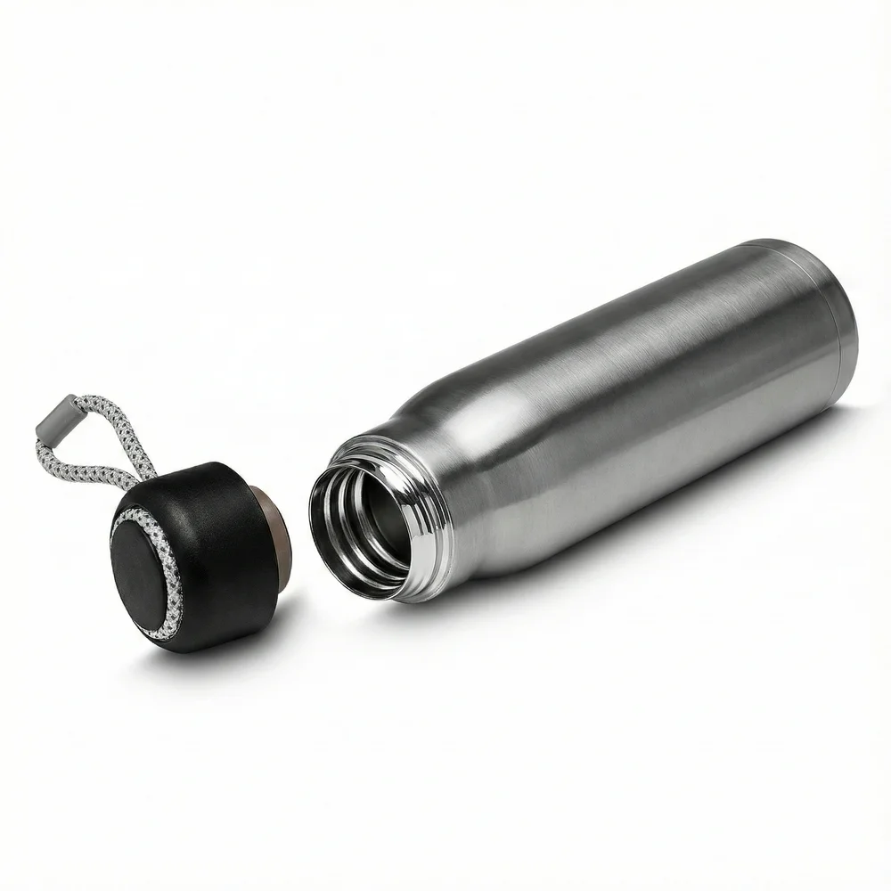 Garrafa Térmica de 550ml com Parede Dupla e Alça Prata