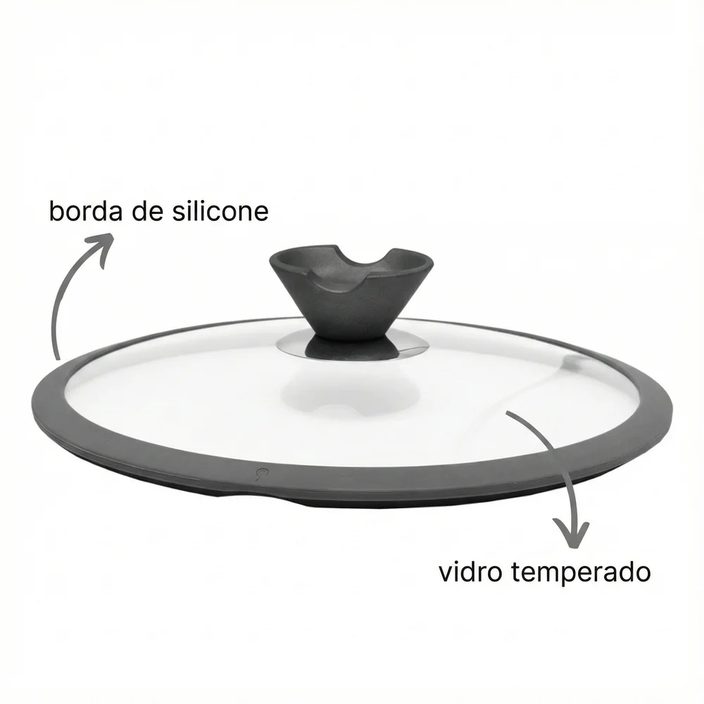 Tampa de Vidro Temperado Com Bordas em Silicone Ø28cm