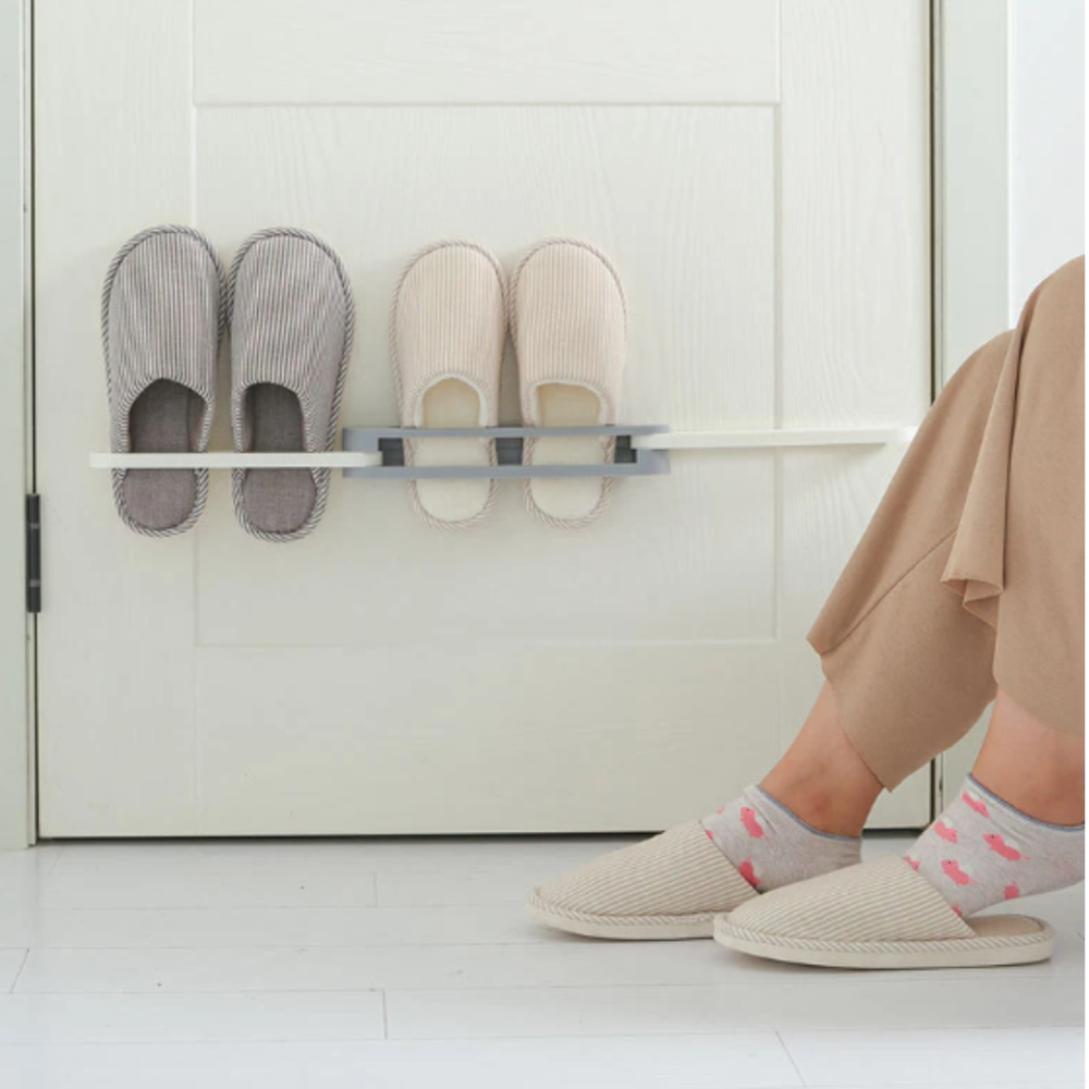 Suporte de Parede Multiuso para Toalhas Sapatos Chinelos Cinza