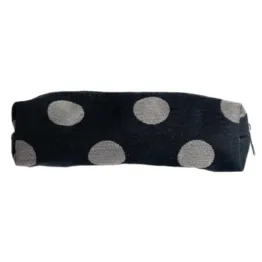 Necessaire Estojo Slim com Fecho em Zíper Preta - Bolinhas