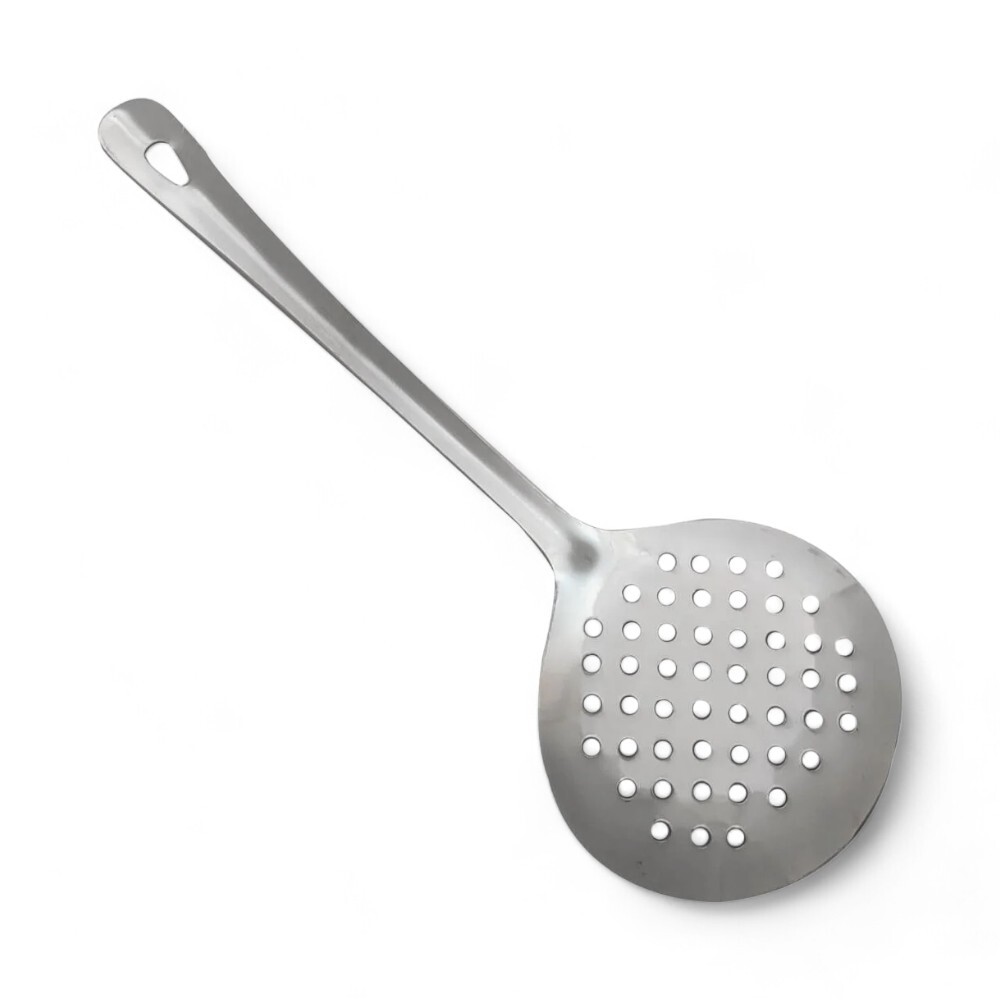 Escumadeira de Inox Grande 32cm com Suporte Arroz Risotos