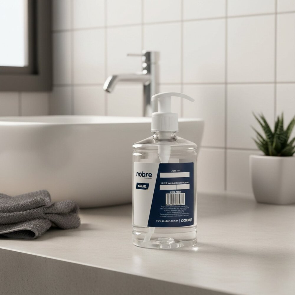 Frasco com Válvula Pump 450ml para Álcool/Sabonete - Nobre