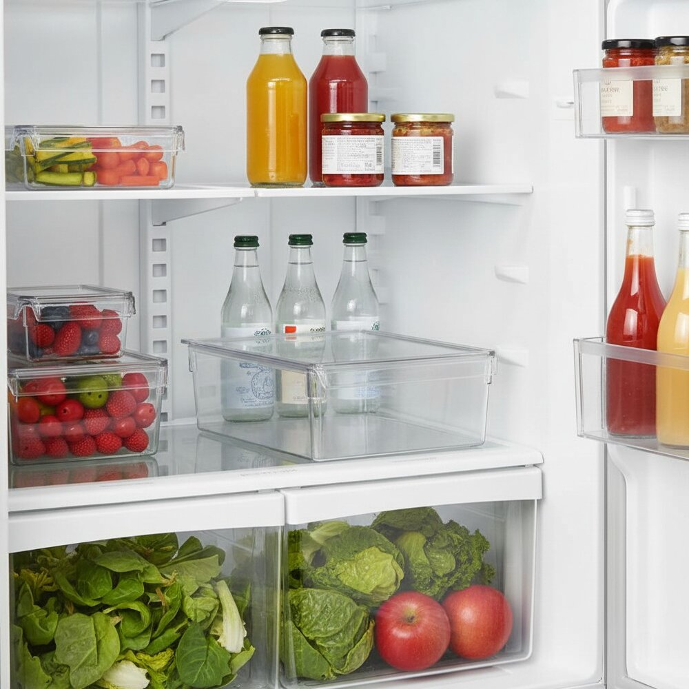 Organizador de Geladeira Multiuso Alto com Tampa Tamanho G (36x20x10cm) - Mood