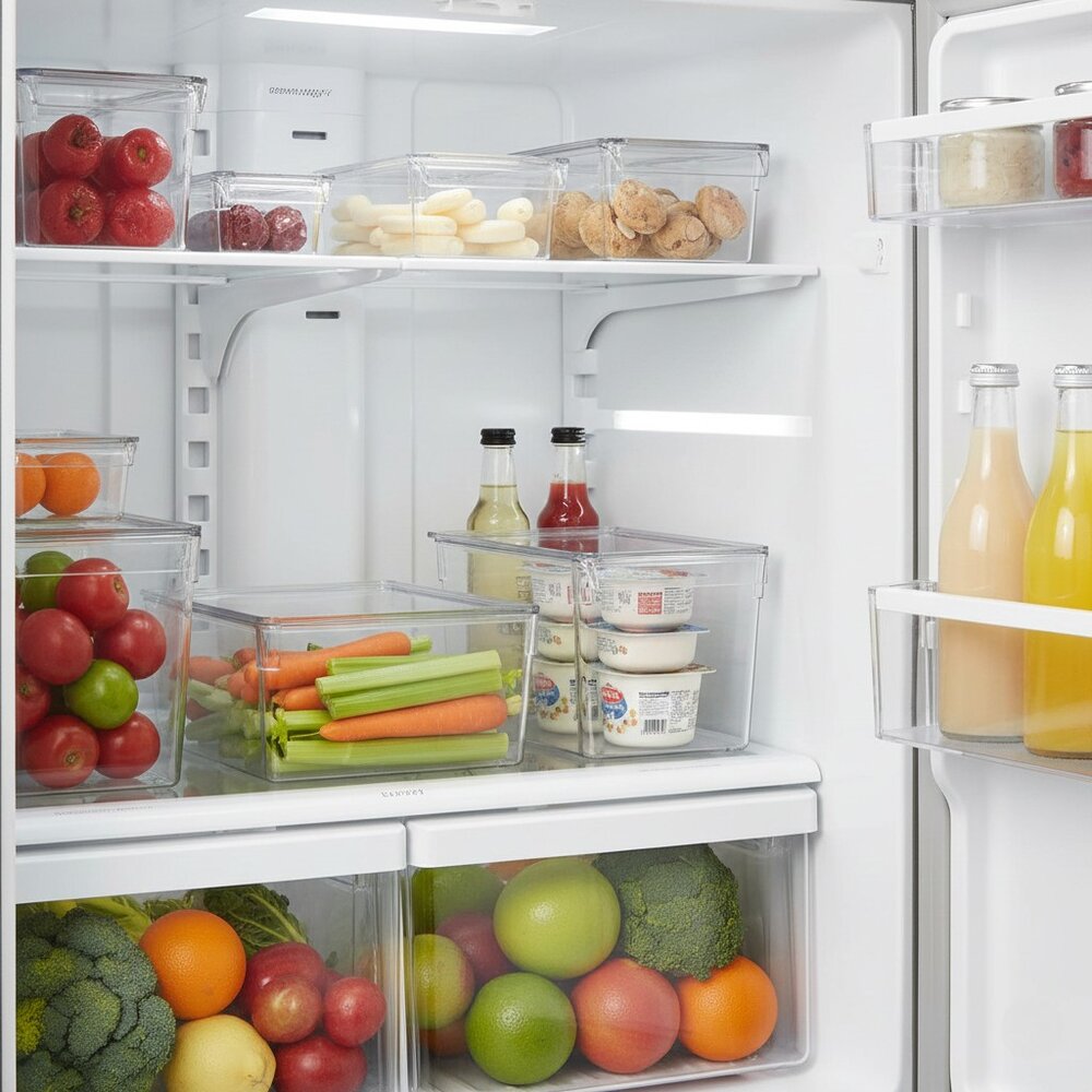 Organizador de Geladeira Multiuso Alto com Tampa Tamanho M (36x15x10cm) - Mood