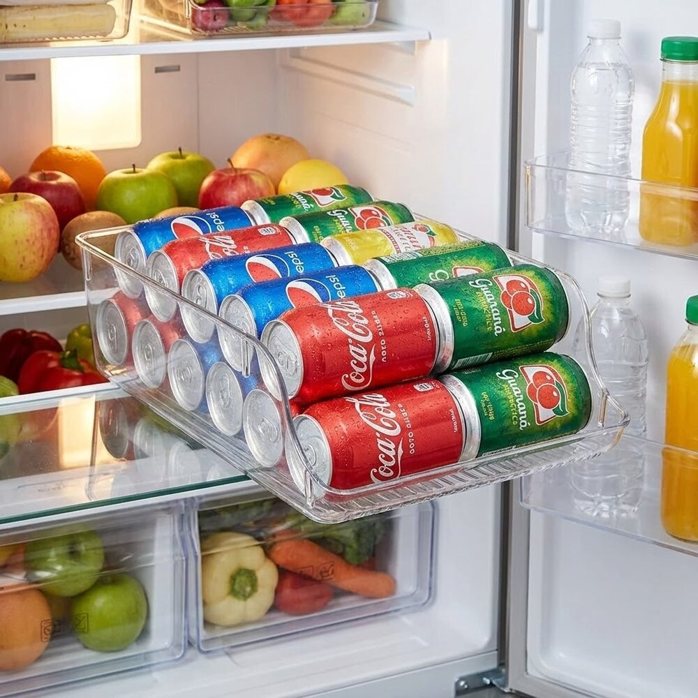 Organizador de Latas Transparente G Despensa Geladeira Refrigerantes Cervejas