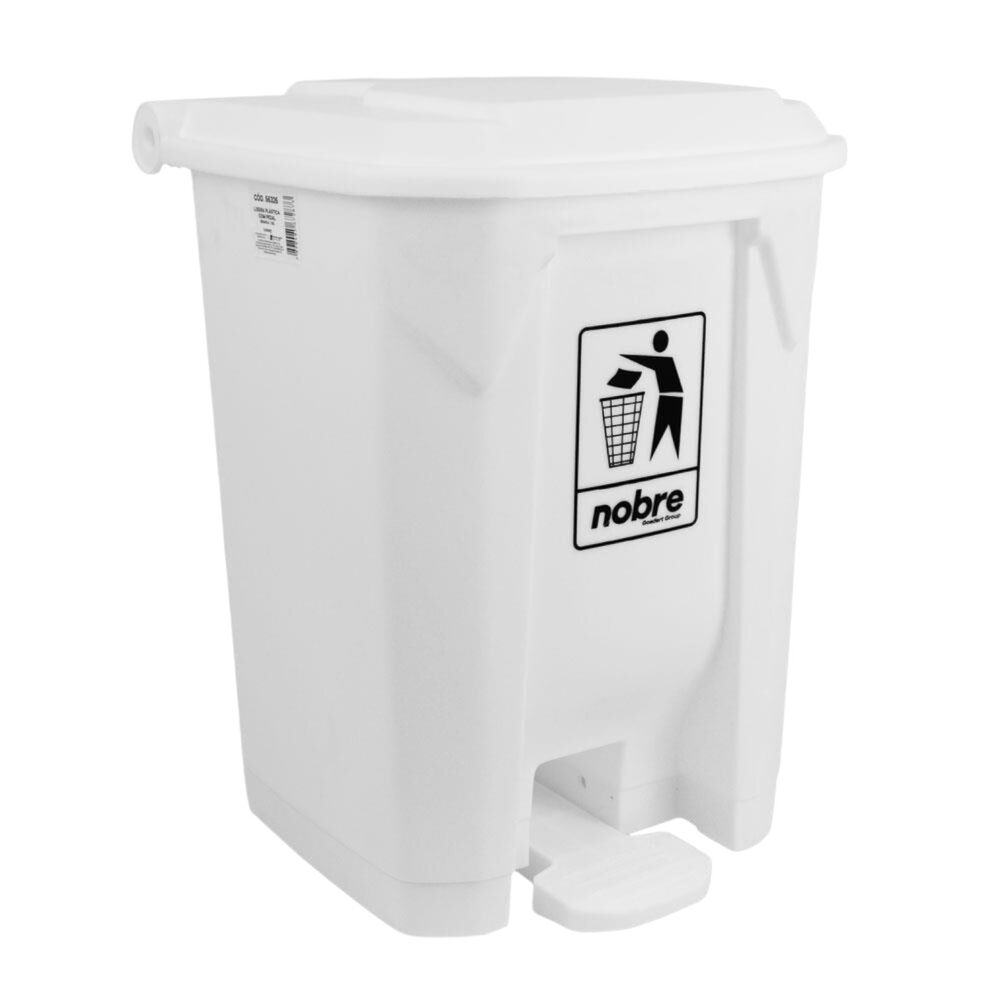 Lixeira Plástica com Pedal 30L Branca Áreas Externas Média - Nobre
