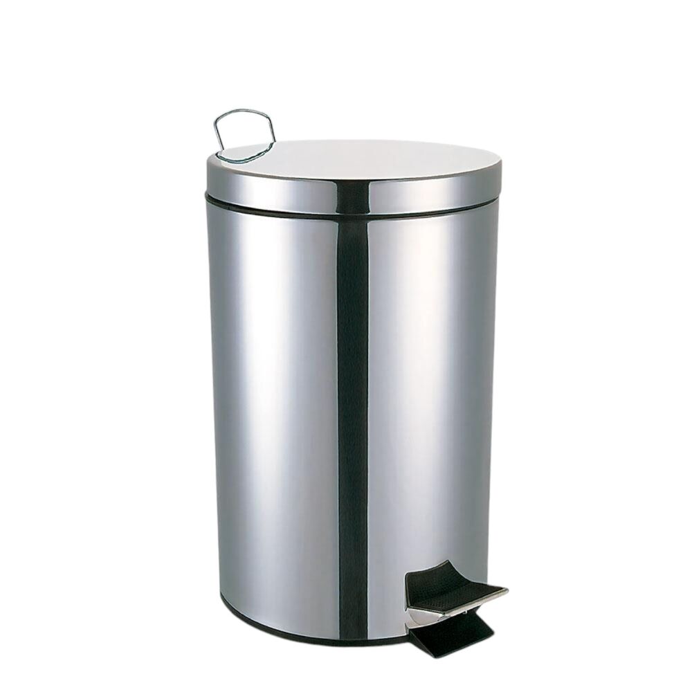 Lixeira Inox Redonda com Pedal 20L Acabamento Polido - Mood