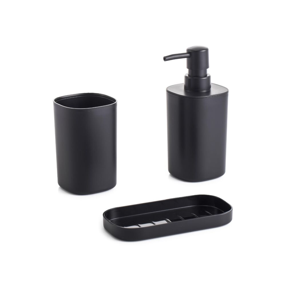 Conjunto para Banheiro com 3 Peças Quadrado Preto - Mood