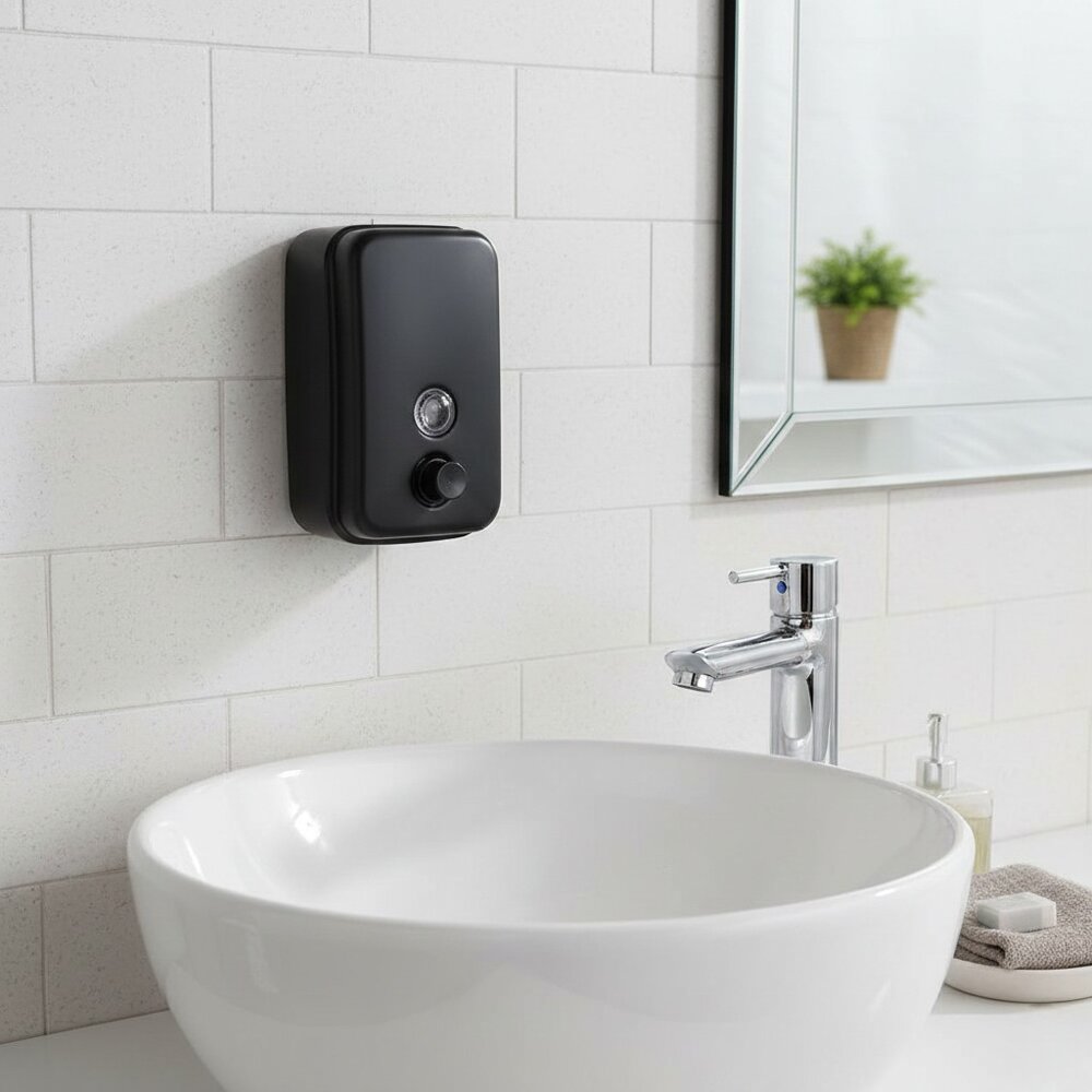 Dispenser para Sabonete Líquido/Álcool Gel 500ml - Inox Preto