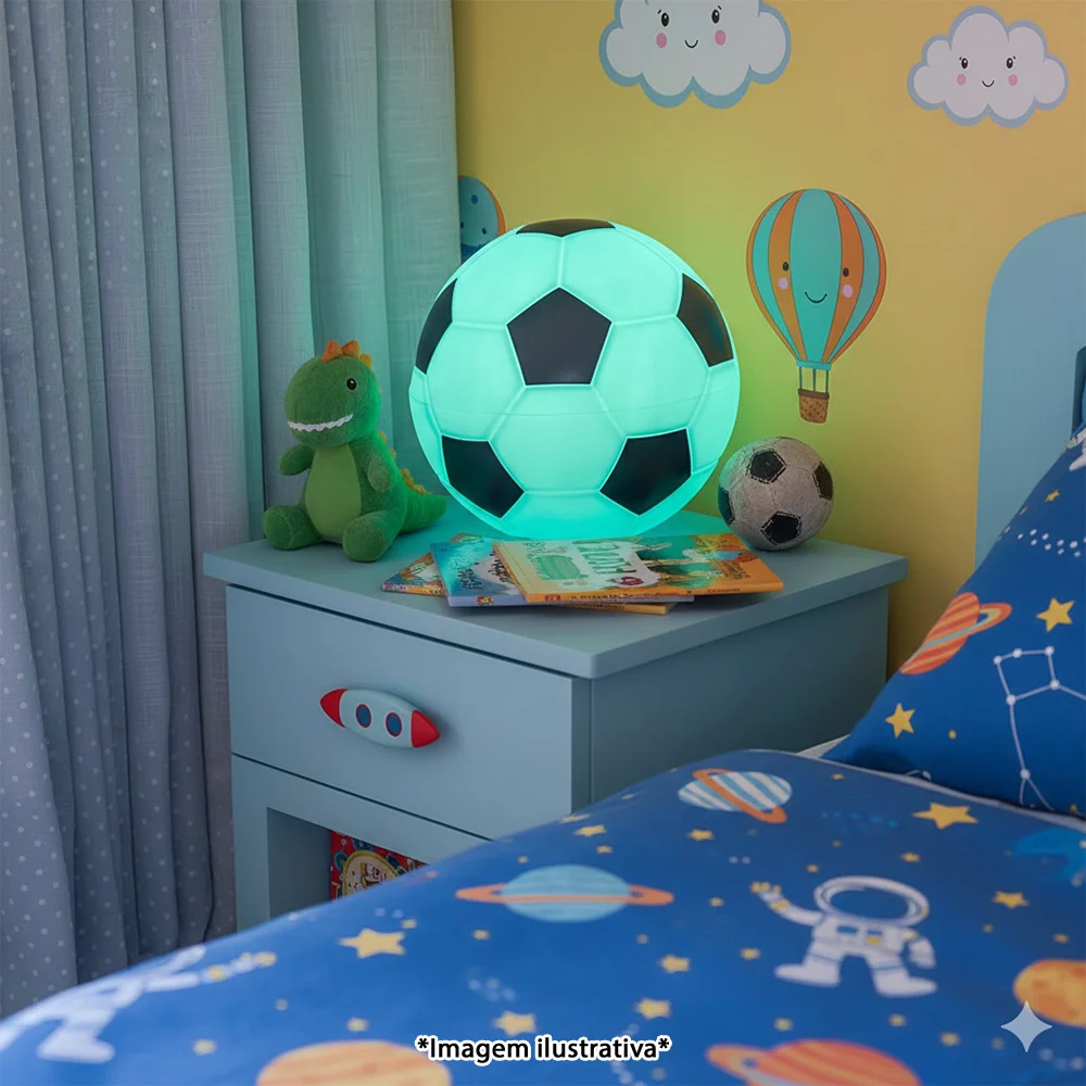 Luminária Bola de Futebol - Azul e Preto