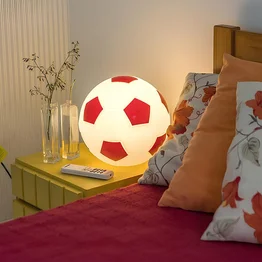 Luminária Bola de Futebol - Branca e Vermelha
