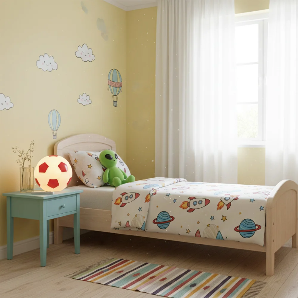 Luminária Bola de Futebol - Branca e Vermelha