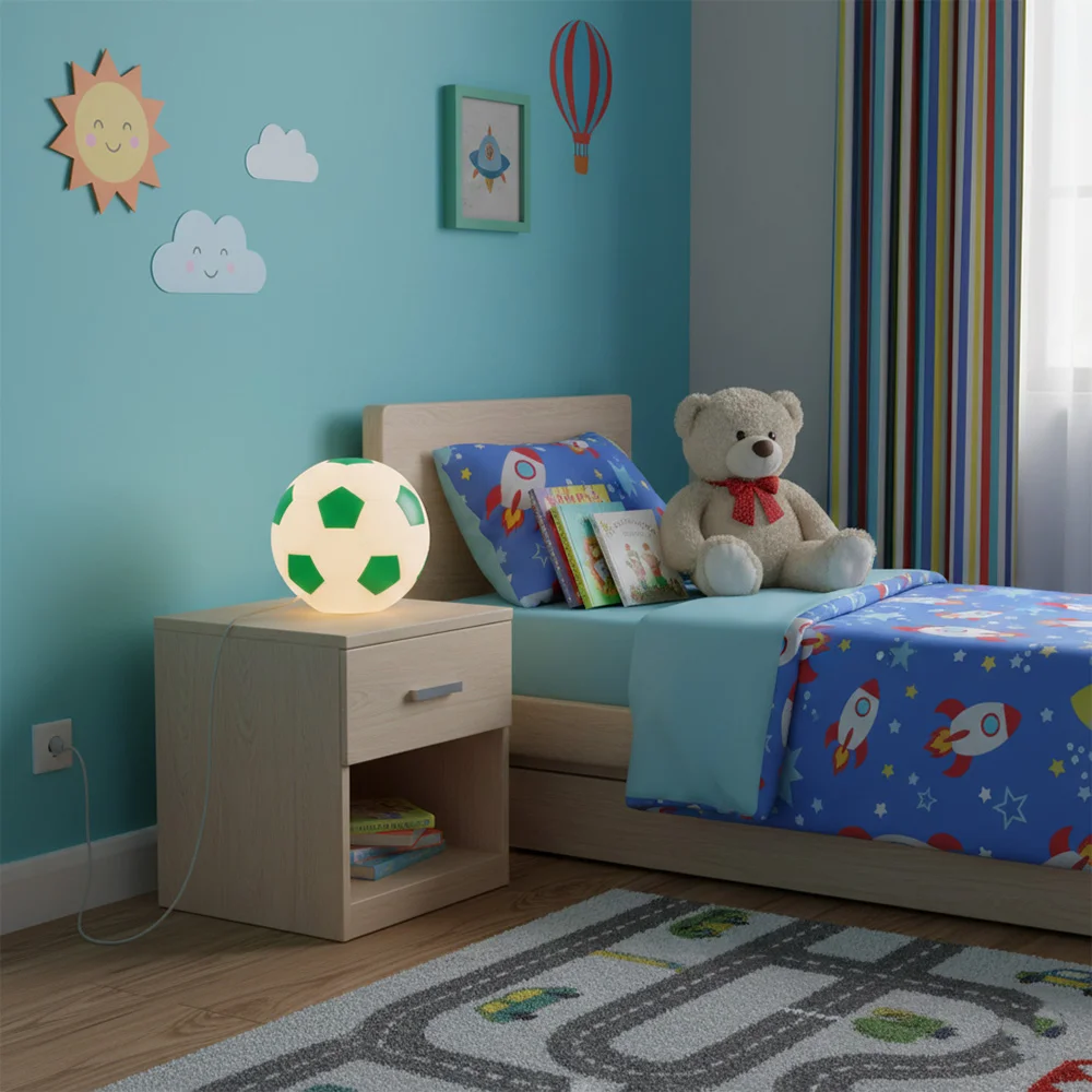 Luminária Bola de Futebol - Branca e Verde