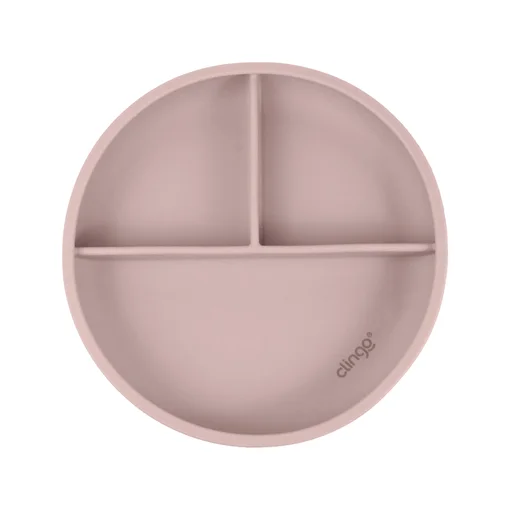 Prato de Silicone com Divisórias e Ventosa Rosa - Clingo
