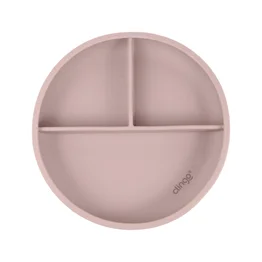 Prato de Silicone com Divisórias e Ventosa Rosa - Clingo