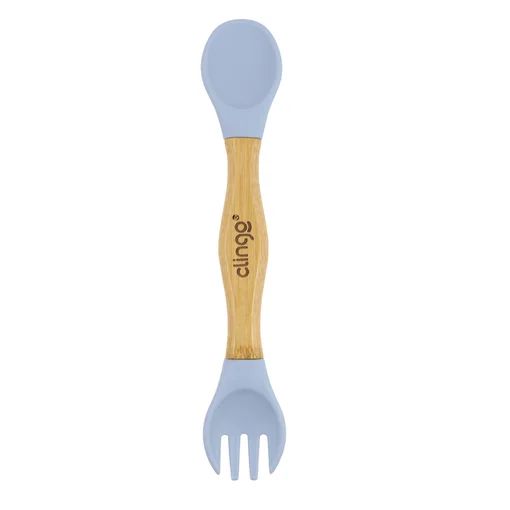 Talher Duplo de Bambu e Silicone Clingo Azul Sustentável