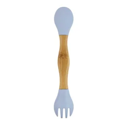 Talher Duplo de Bambu e Silicone Clingo Azul Sustentável