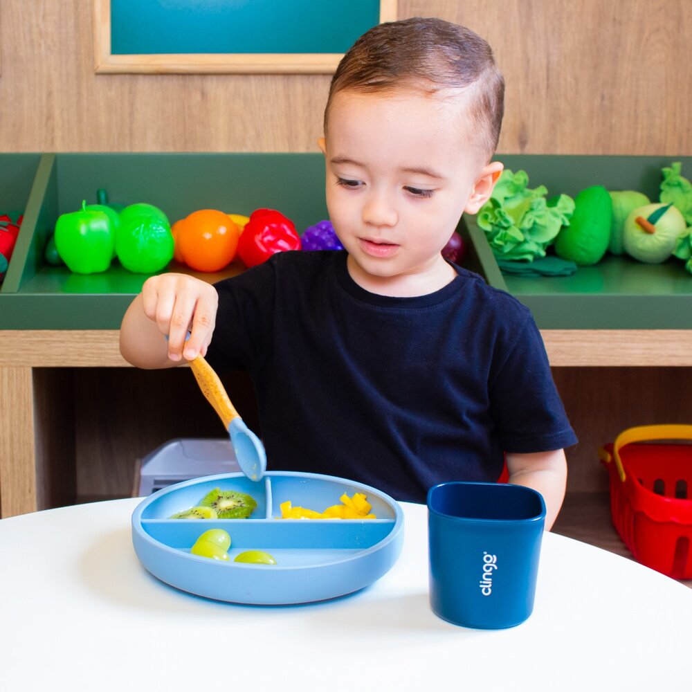 Talher Duplo de Bambu e Silicone Clingo Azul Sustentável