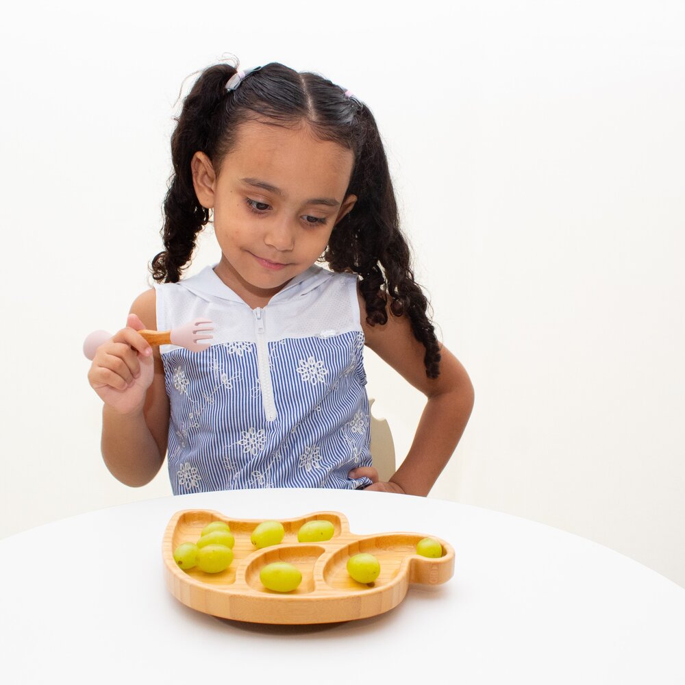 Talher Duplo de Bambu e Silicone Clingo Rosa Sustentável