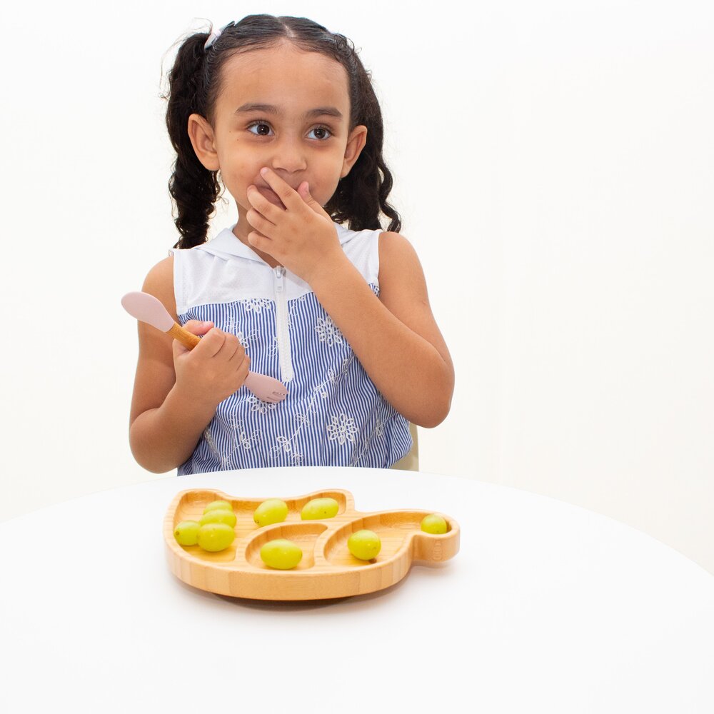 Talher Duplo de Bambu e Silicone Clingo Rosa Sustentável