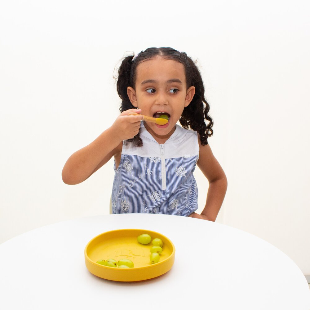 Colher de Bambu e Silicone Clingo Mostarda Sustentável