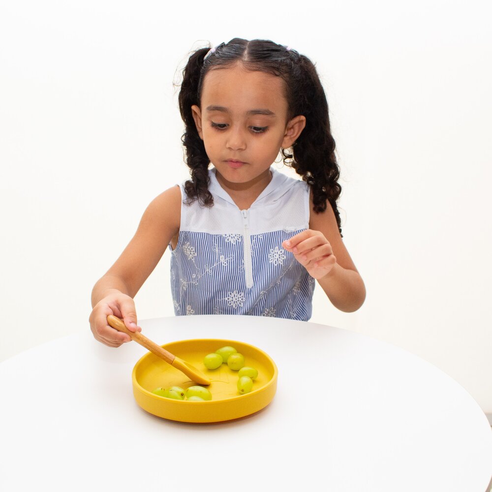 Colher de Bambu e Silicone Clingo Mostarda Sustentável