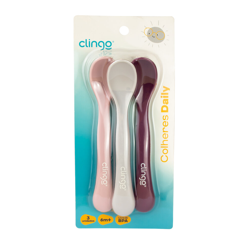 Colheres Infantis Colors Rose 3 Unidades - Anatômicas e Macias