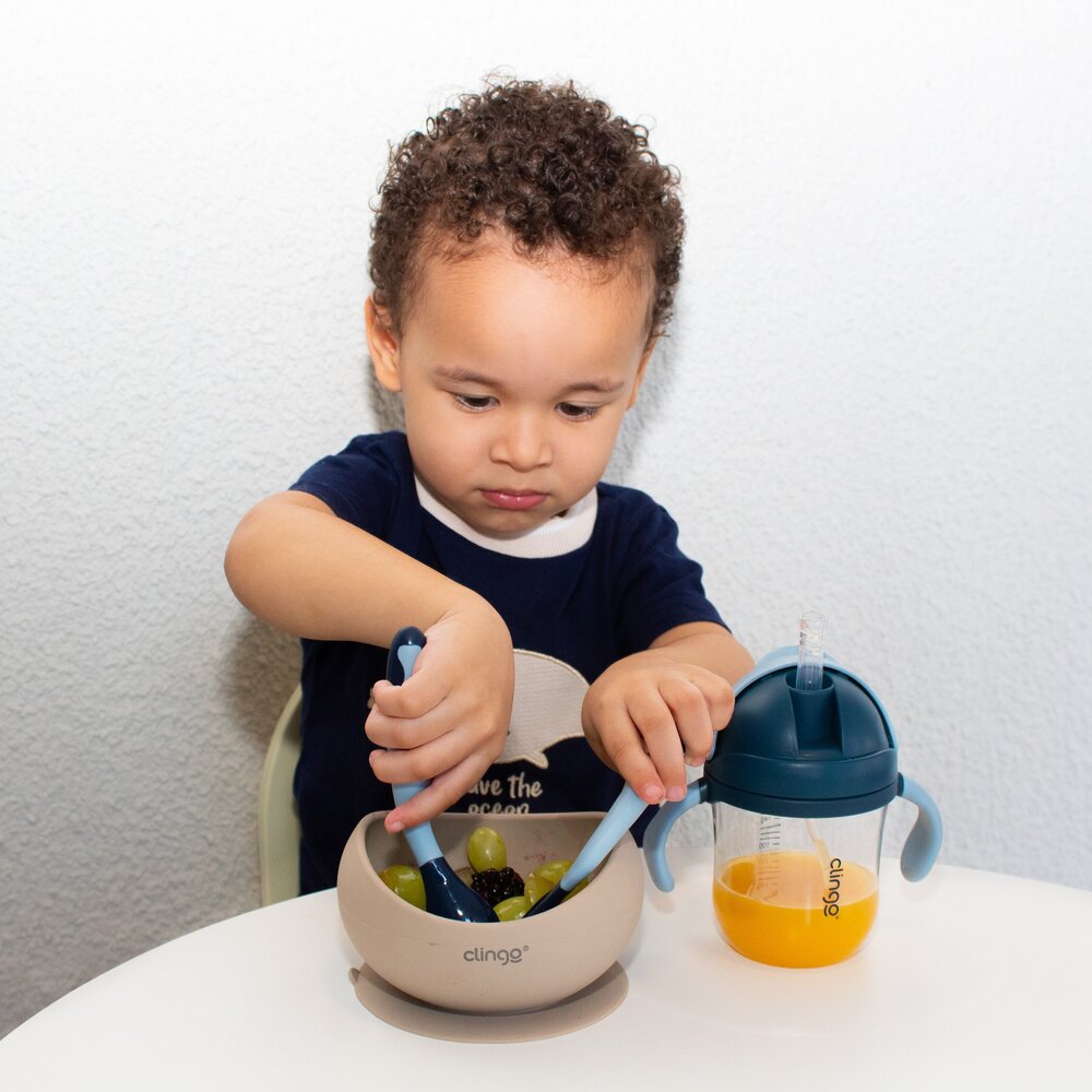 Talheres Articuláveis Colors Marinho Dobráveis e Seguros para Bebês