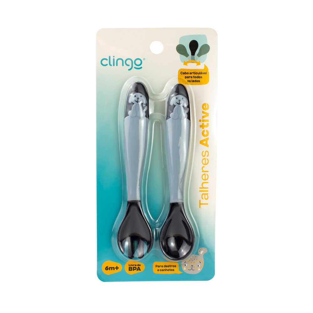 Talheres Articuláveis Colors Marinho Dobráveis e Seguros para Bebês