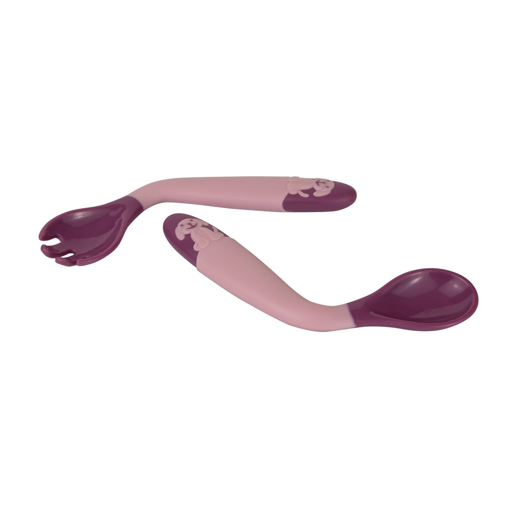 Talheres Articuláveis Colors Rose Dobráveis e Seguros para Bebês