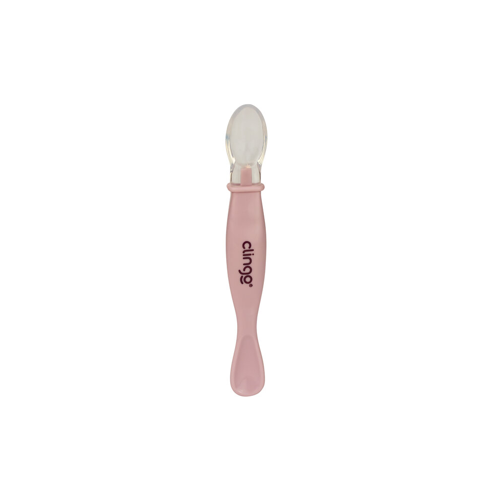 Colher Ponta Dupla Colors Rose Silicone Resistente para Bebês
