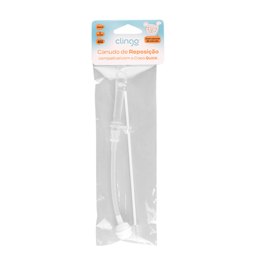 Canudo de Reposição com Escova Compatível com Copos Tritan e Livre de BPA