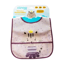 Babador Impermeável com Bolso Coletor Milky Prático e Lavável