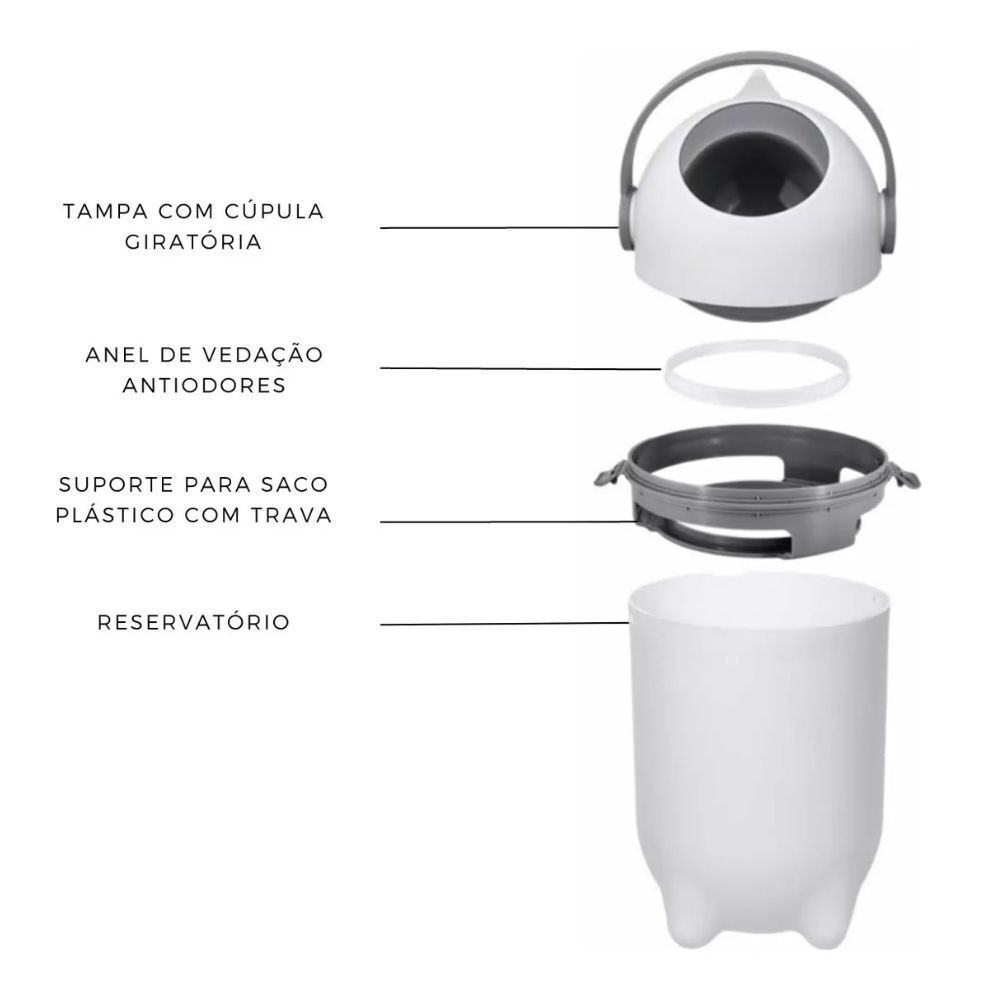 Lixeira Mágica de Fralda Antiodor Clingo Higiene Prática Compacta