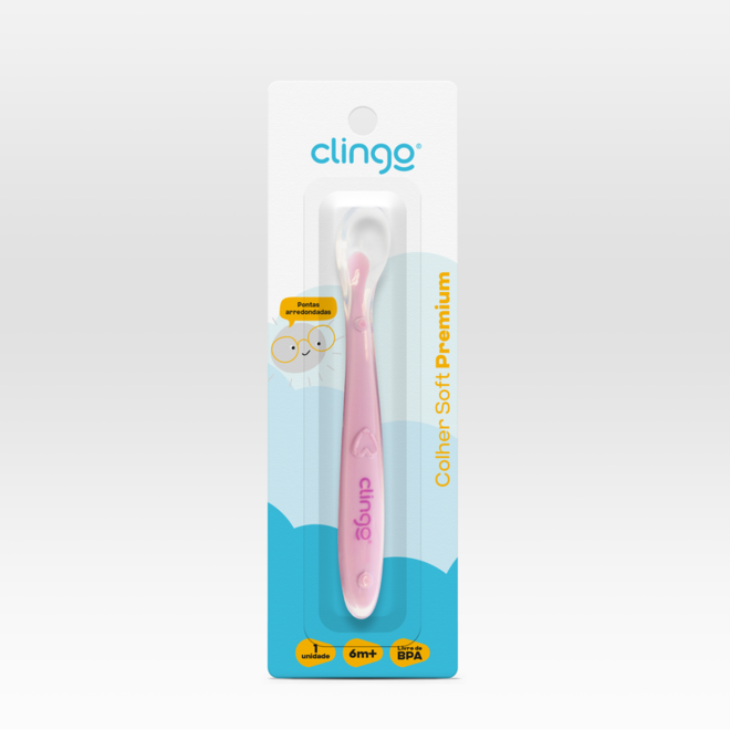 Colher Silicone Premium Colors Clingo Rose - Macia e Resistente