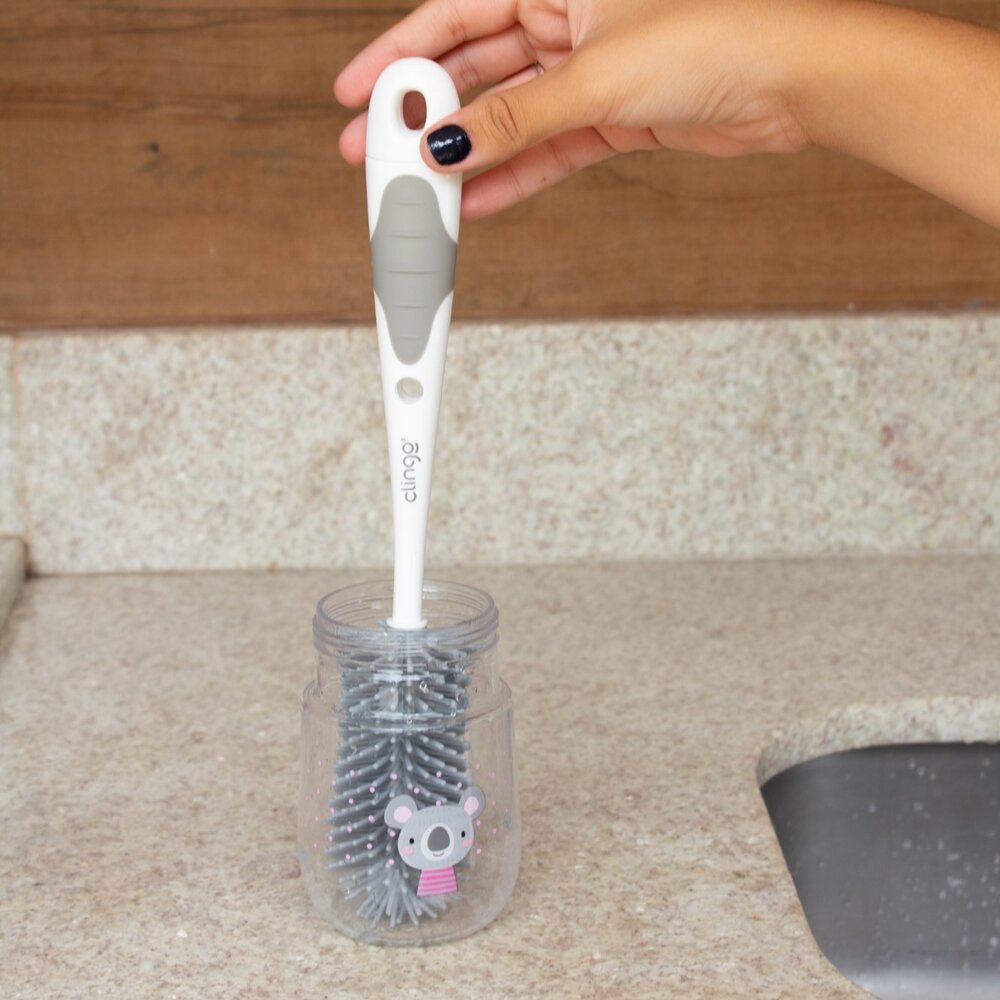 Escova Silicone com Base para Mamadeira Limpeza Eficiente Prática