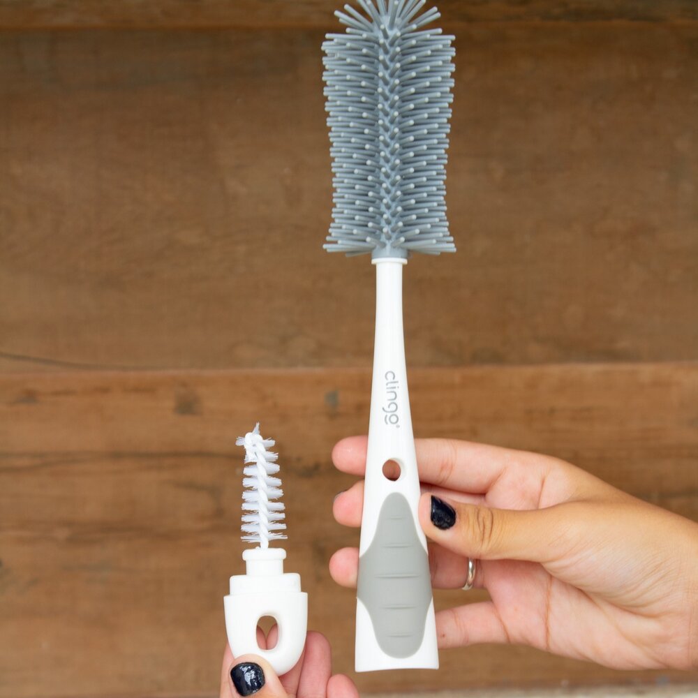 Escova Silicone com Base para Mamadeira Limpeza Eficiente Prática