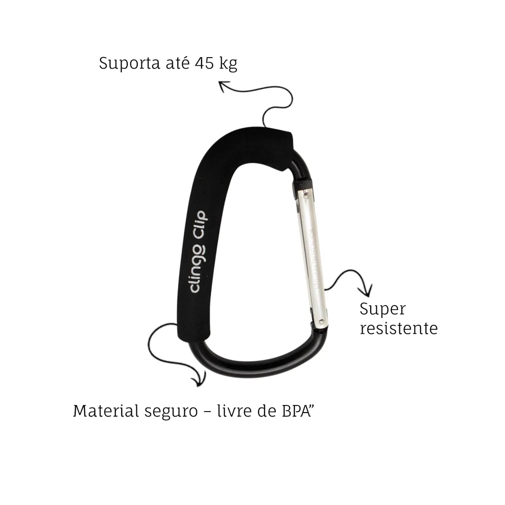 Clip Preto Clingo para Acessórios Carrinho de Bebê