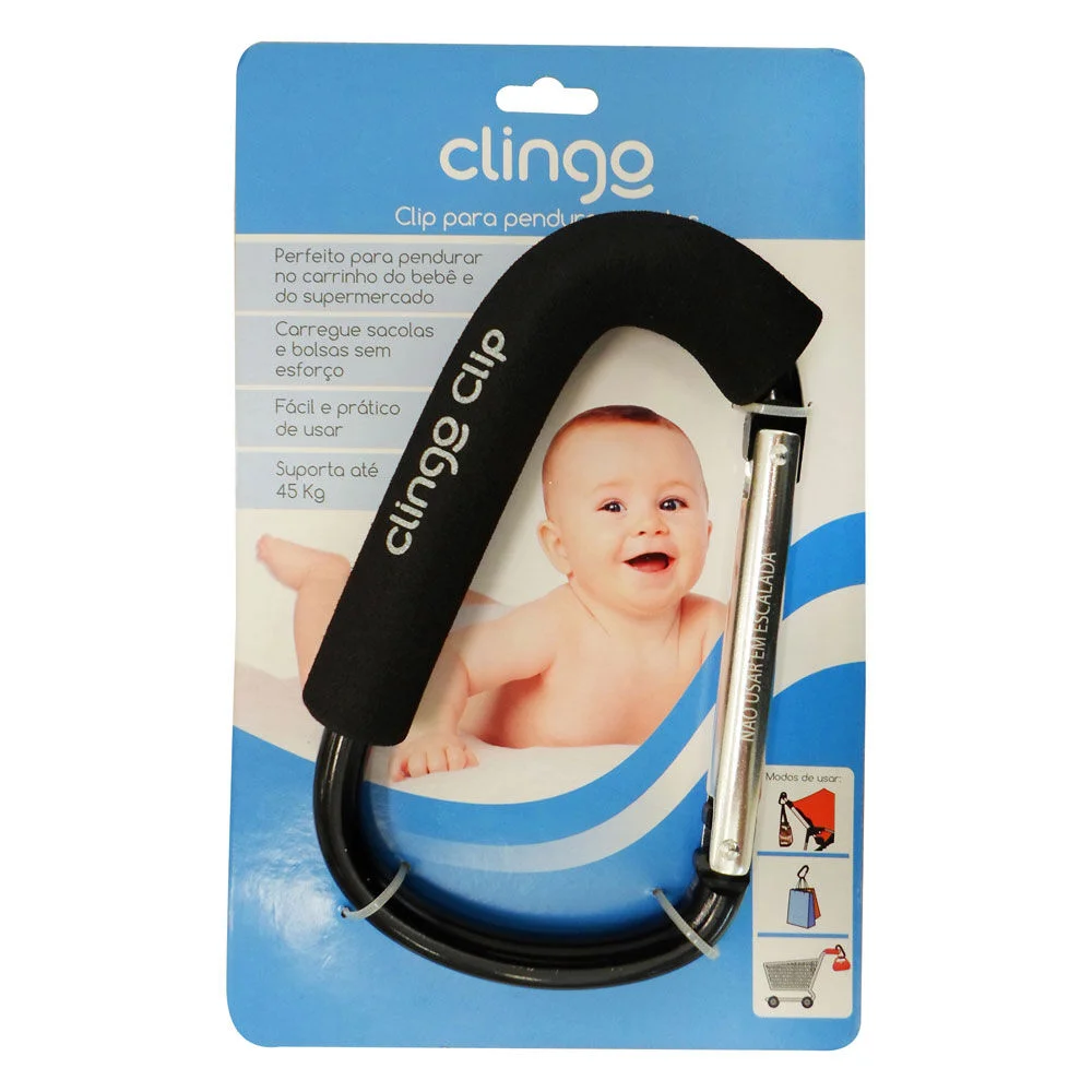 Clip Preto Clingo para Acessórios Carrinho de Bebê
