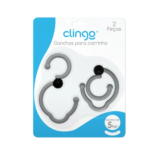 Ganchos para Carrinho Cinza Kit 2 Unidades Super Resistentes