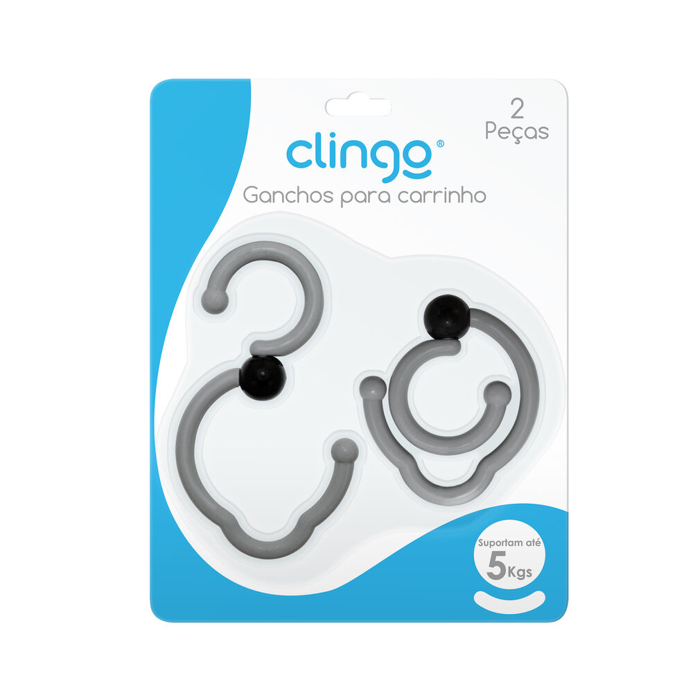 Ganchos para Carrinho Cinza Kit 2 Unidades Super Resistentes