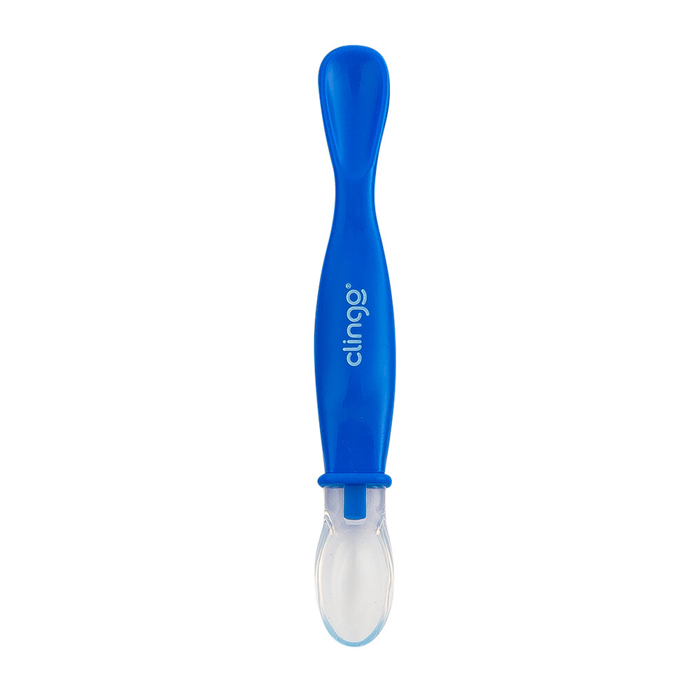Colher Silicone Ponta Dupla Cores Vibrantes Azul