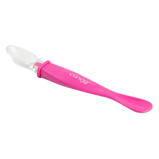 Colher Silicone Ponta Dupla Cores Vibrantes Rosa